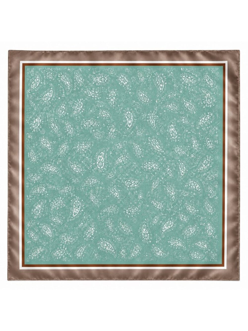 Aqua Teal Paisley Scarf 35x35 Satin Square Wild Rag Head Hair Scarf Western